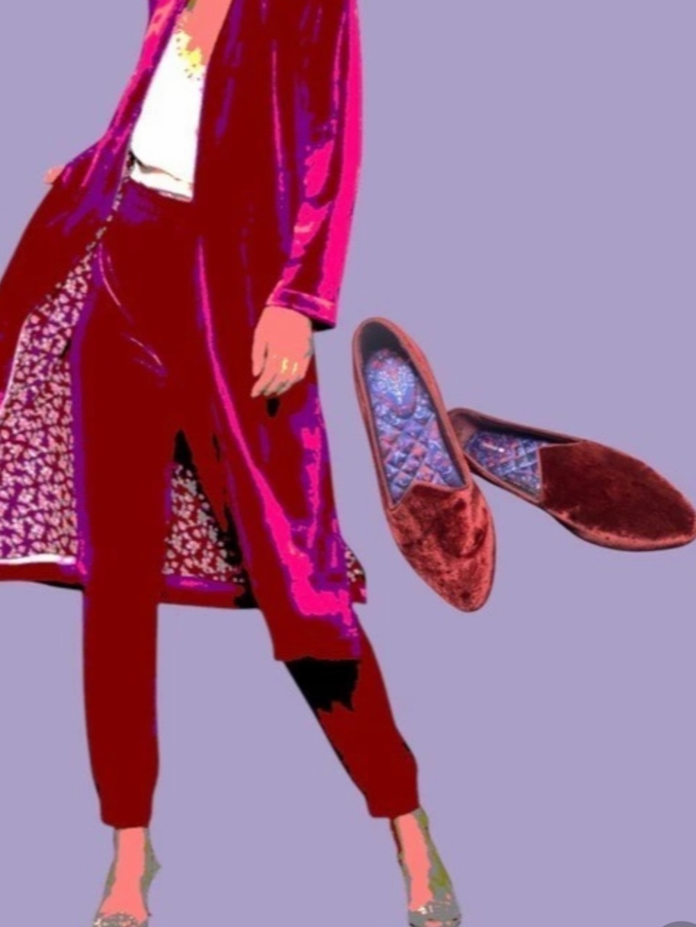 Birdies The Starling Velvet Mules in Red